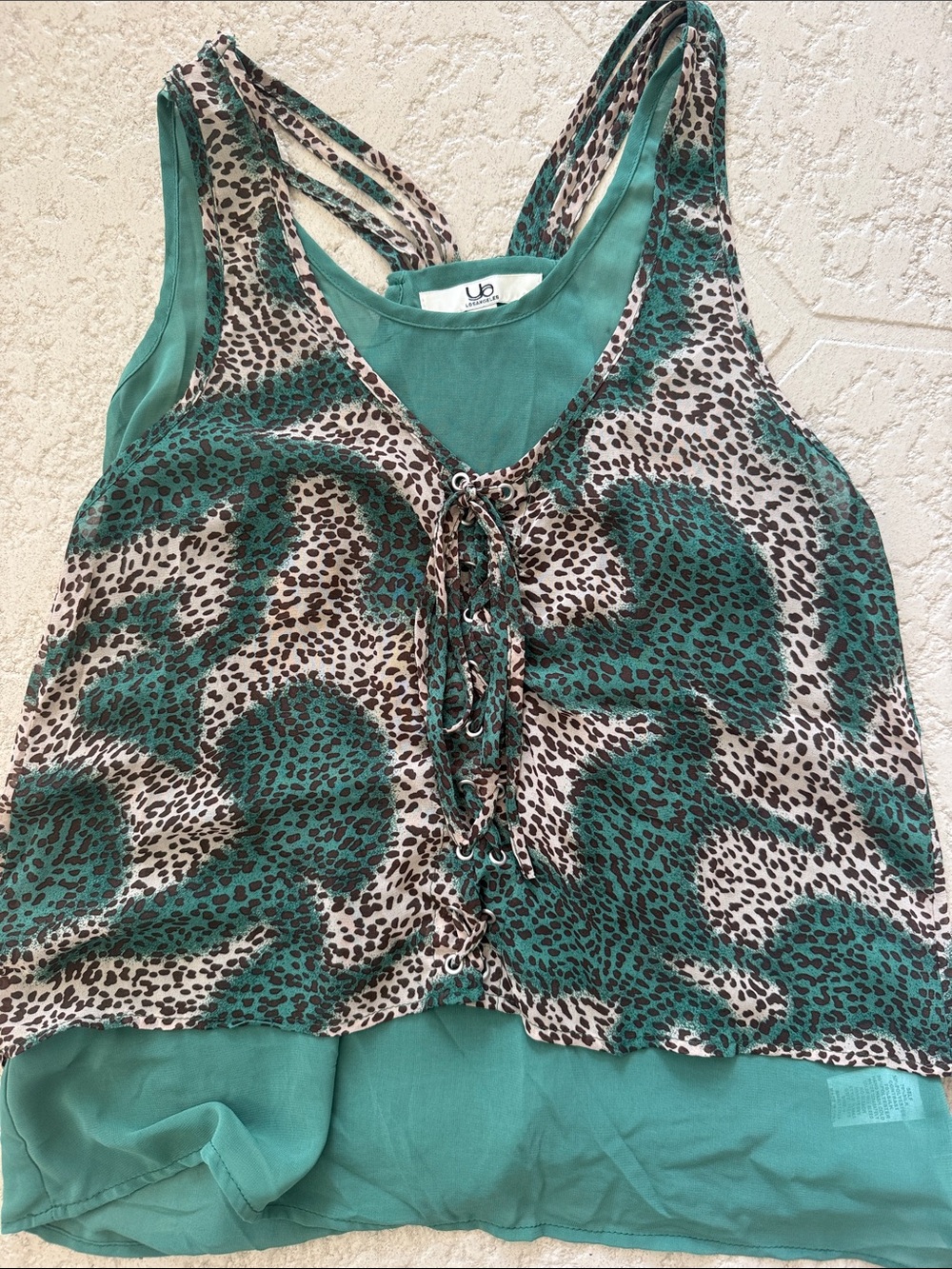 Ya Los Angeles Green and Brown Leopard Camisole